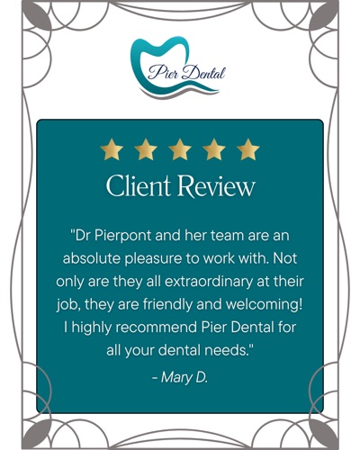 5-star review of Pier Dental, a St. Pete Beach dentist, from Mary D.