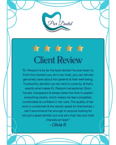 5-star review of Pier Dental, a St. Pete Beach dentist, from Olivia R.